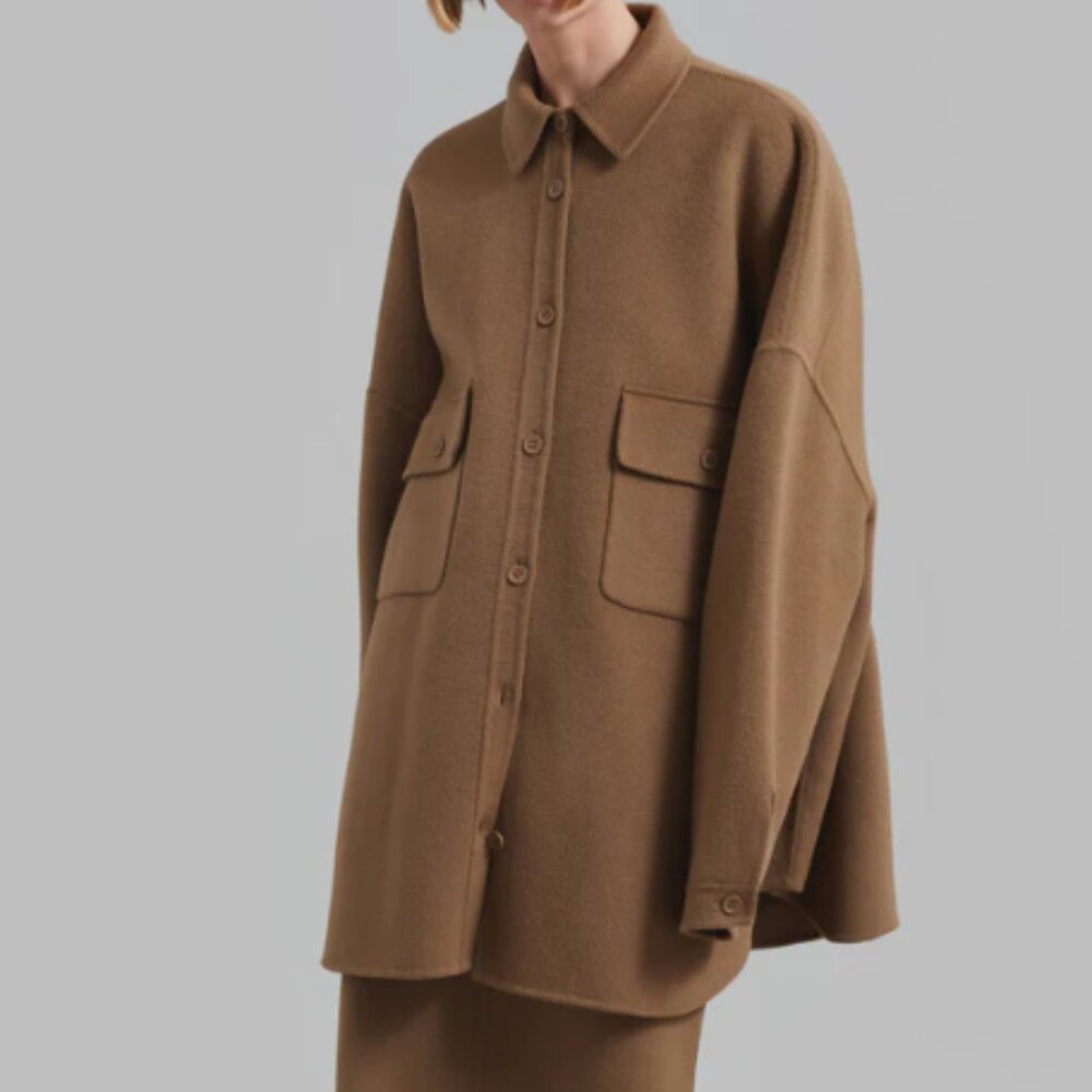 The Frankie Shop Brown Oversized Shirt Jacket